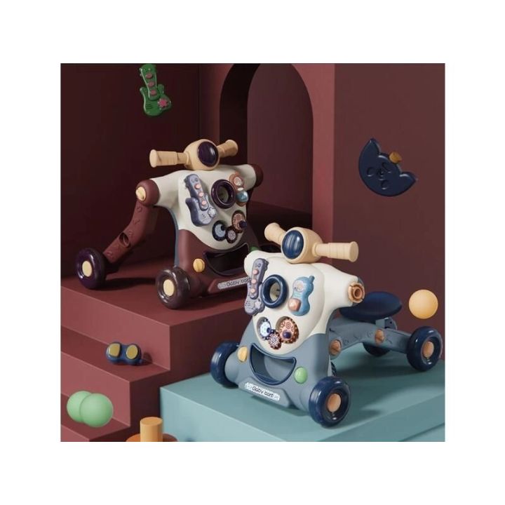 Chodzik Edukacyjny 3w1 Pchacz  Hulajnoga Jeździk Niebieski