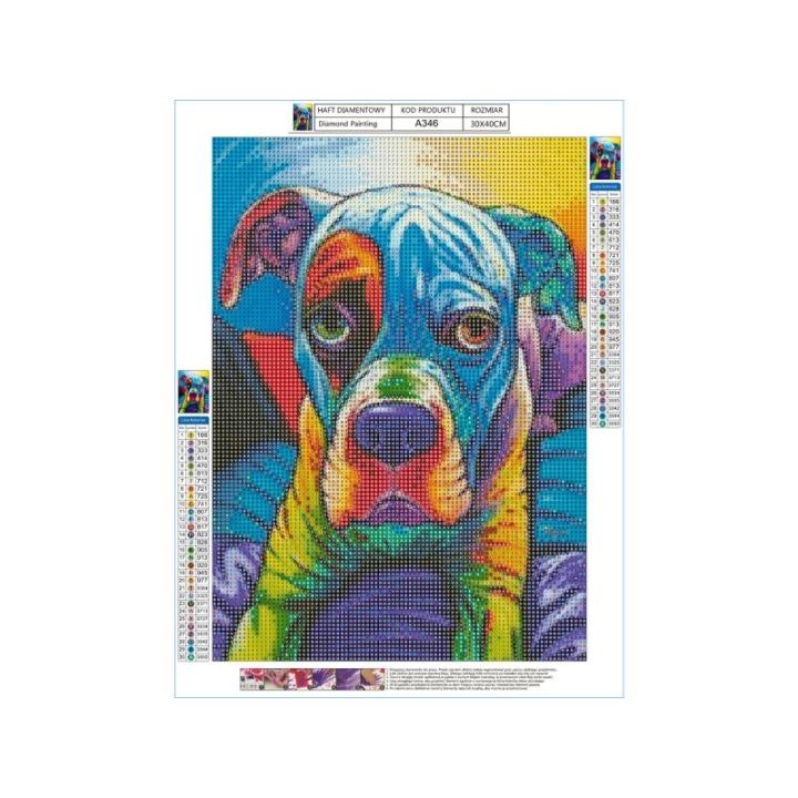 Haft Diamentowy, Obraz, Mozaika Diamentowa Diamond Painting, PIES W KOLORZE 30x40cm