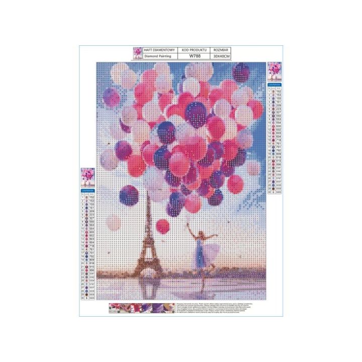 Haft Diamentowy, Obraz, Mozaika Diamentowa Diamond Painting, KOLOROWE BALONY 30x40cm