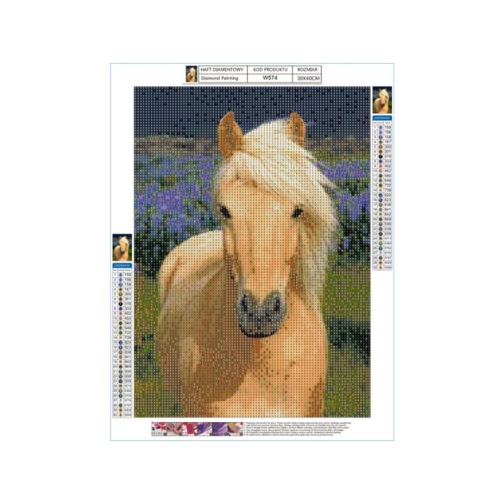 Haft Diamentowy, Obraz, Mozaika Diamentowa Diamond Painting, DOSTOJNY KOŃ 30x40cm