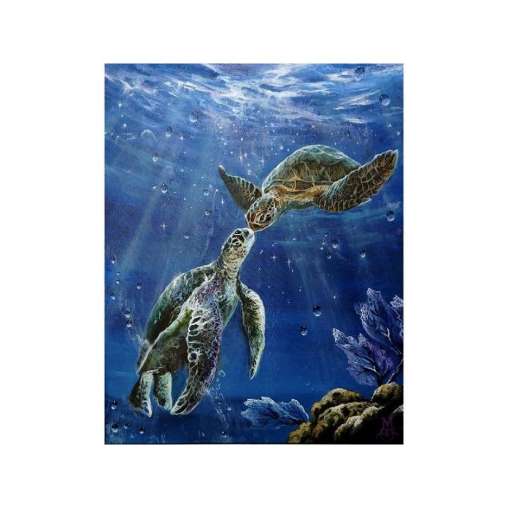 Haft Diamentowy, Obraz, Mozaika Diamentowa Diamond Painting, ŻÓŁWIE MORSKIE 30x40cm