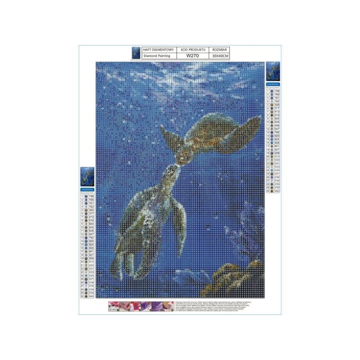 Haft Diamentowy, Obraz, Mozaika Diamentowa Diamond Painting, ŻÓŁWIE MORSKIE 30x40cm