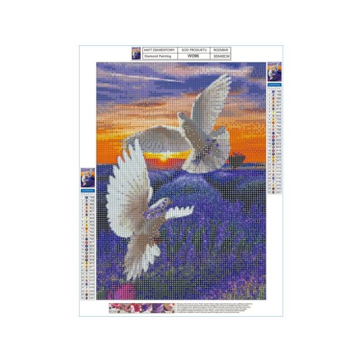 Haft Diamentowy, Obraz, Mozaika Diamentowa Diamond Painting, DWA GOŁĘBIE 30x40cm
