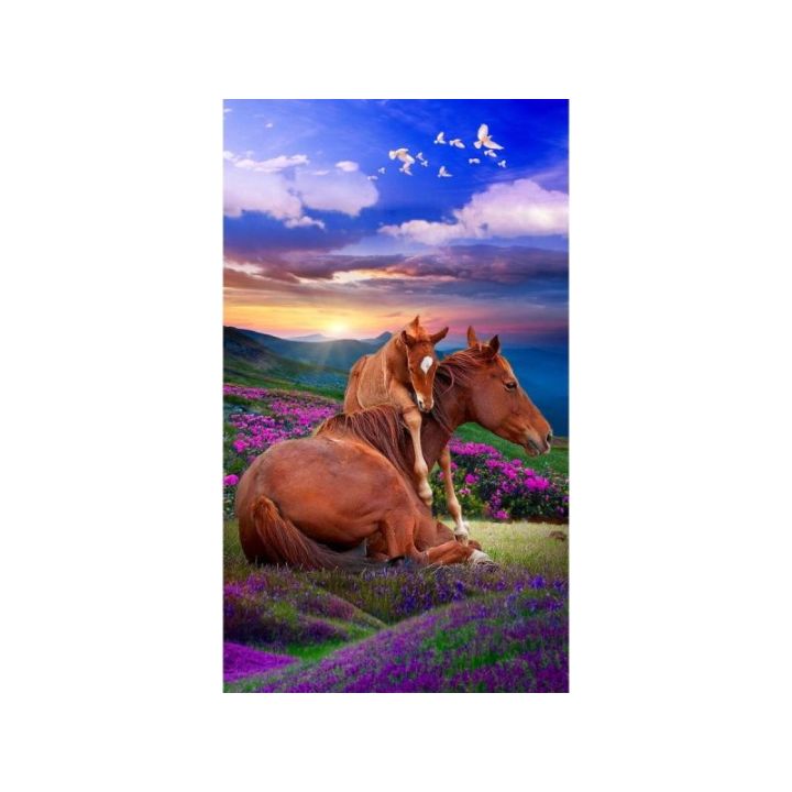 Haft Diamentowy, Obraz, Mozaika Diamentowa Diamond Painting, DWA KONIE - GÓRY 30x40cm