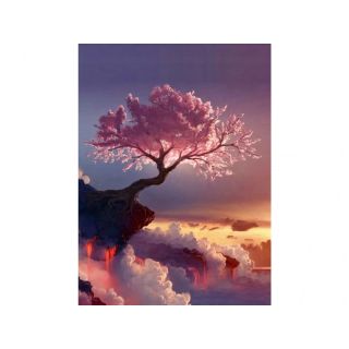 Haft Diamentowy, Obraz, Mozaika Diamentowa Diamond Painting, DRZEWO W CHMURACH 30x40cm