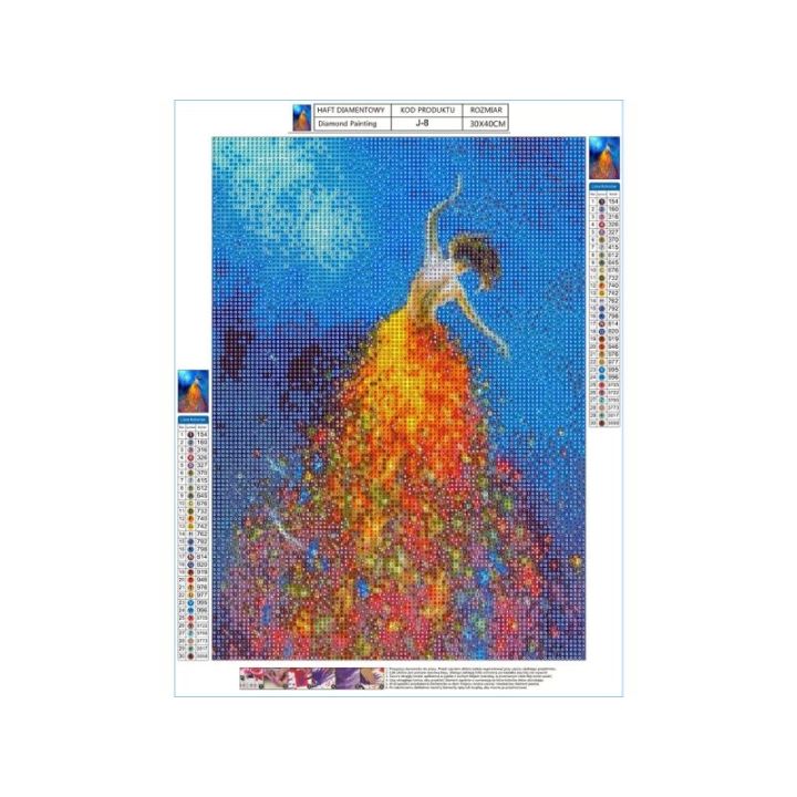 Haft Diamentowy, Obraz, Mozaika Diamentowa Diamond Painting, KOLOROWA SUKIENKA 30x40cm
