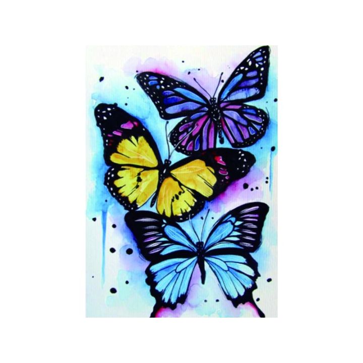 Haft Diamentowy, Obraz, Mozaika Diamentowa Diamond Painting, KOLOROWE MOTYLE 30x40cm