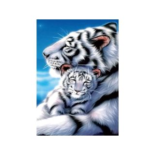 Haft Diamentowy, Obraz, Mozaika Diamentowa Diamond Painting, BIAŁE TYGRYSY 30x40cm