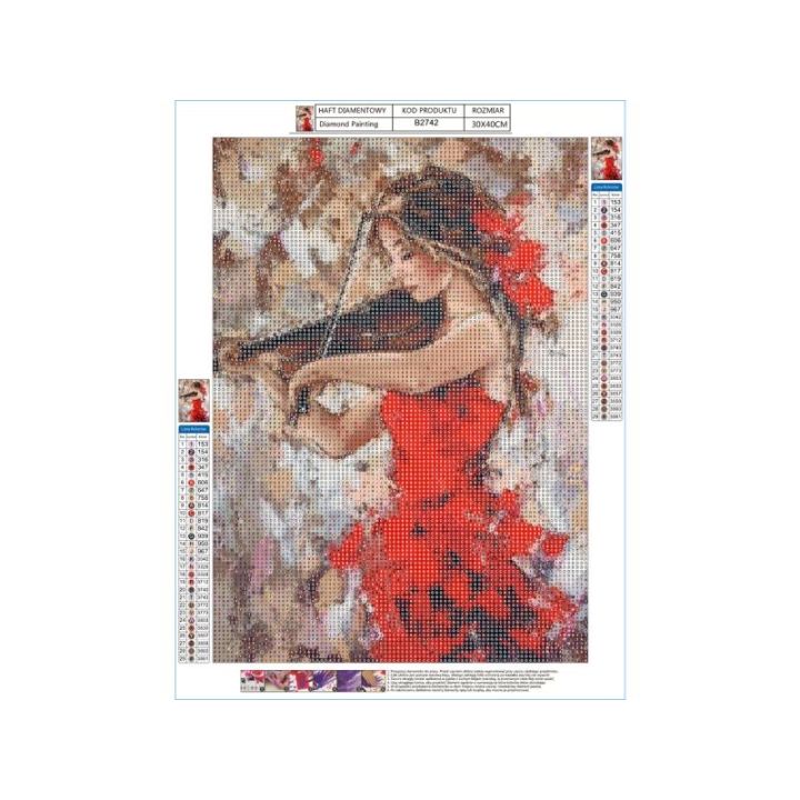 Haft Diamentowy, Obraz, Mozaika Diamentowa Diamond Painting, GRA NA SKRZYPCACH 30x40cm