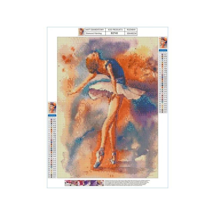 Haft Diamentowy, Obraz, Mozaika Diamentowa Diamond Painting, BALETNICA W TAŃCU 30x40cm