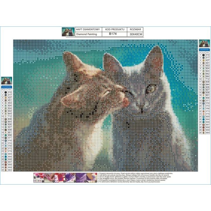 Haft Diamentowy, Obraz, Mozaika Diamentowa Diamond Painting, KOTY 40x30cm