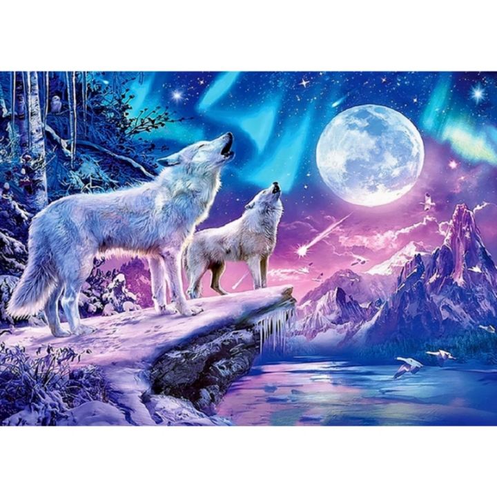 Haft Diamentowy, Obraz, Mozaika Diamentowa Diamond Painting, WATAHA WILKÓW 40x30cm