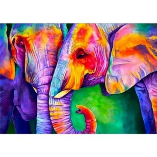 Haft Diamentowy, Obraz, Mozaika Diamentowa Diamond Painting, SŁONIE W KOLORZE 40x30cm