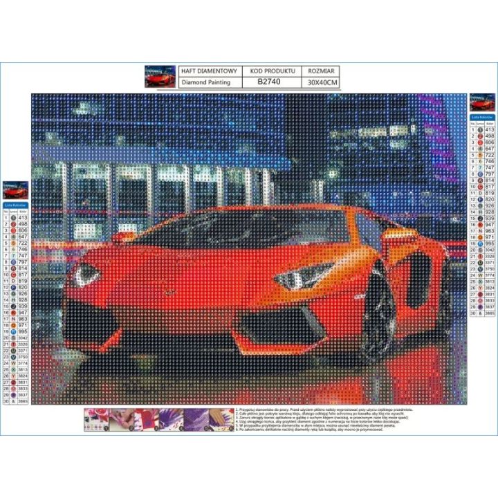 Haft Diamentowy, Obraz, Mozaika Diamentowa Diamond Painting, LAMBORGHINI 40x30cm