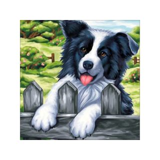 Haft Diamentowy, Obraz, Mozaika Diamentowa Diamond Painting, PIES NA PŁOCIE 30x30cm