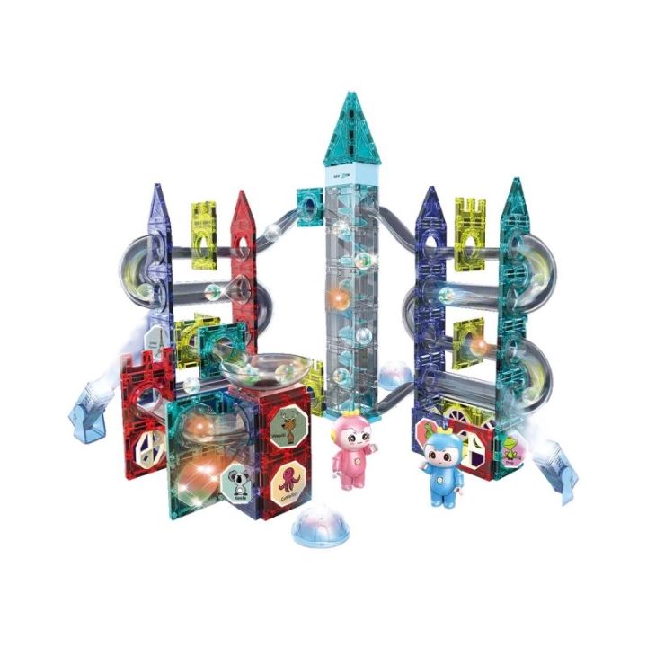 Świecące Klocki Magnetyczne, Tor Kulkowy Dla Kulek 167 Elementów Kulodrom