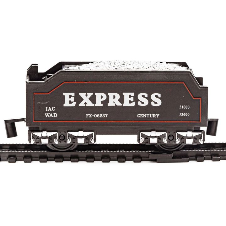 Elektryczna Kolejka Rail King – tory 286 cm, parowóz z węglarką i 2 wagonami pasażerskimi (skala 1:136)