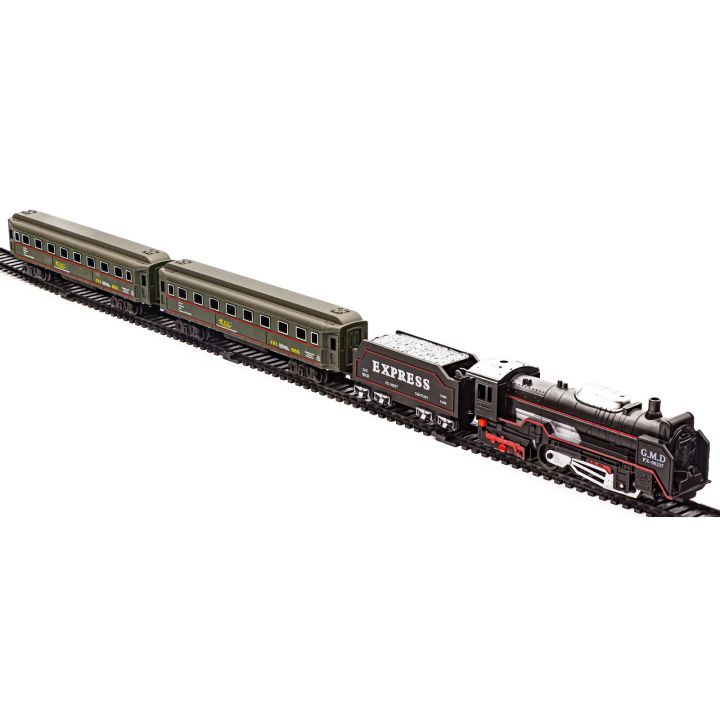 Elektryczna Kolejka Rail King – tory 286 cm, parowóz z węglarką i 2 wagonami pasażerskimi (skala 1:136)