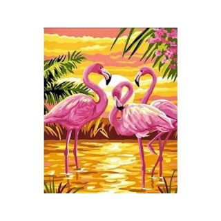 OBRAZ MALOWANIE PO NUMERACH RAMA 40x50cm RÓŻOWE FLAMINGI