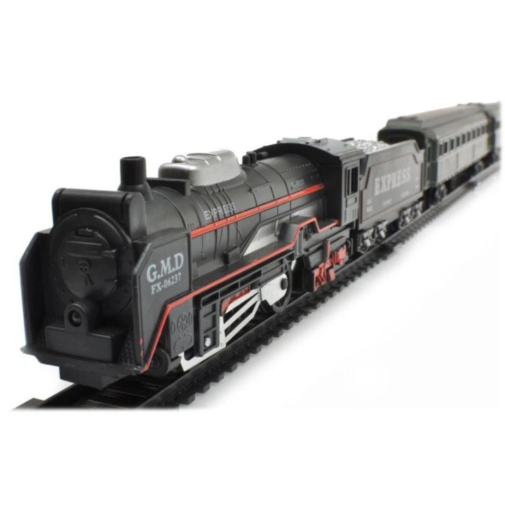 Elektryczna Kolejka Rail King – tory 286 cm, parowóz z węglarką i 2 wagonami pasażerskimi (skala 1:136)