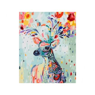 OBRAZ MALOWANIE PO NUMERACH RAMA 40x50cm KOLOROWY JELEŃ