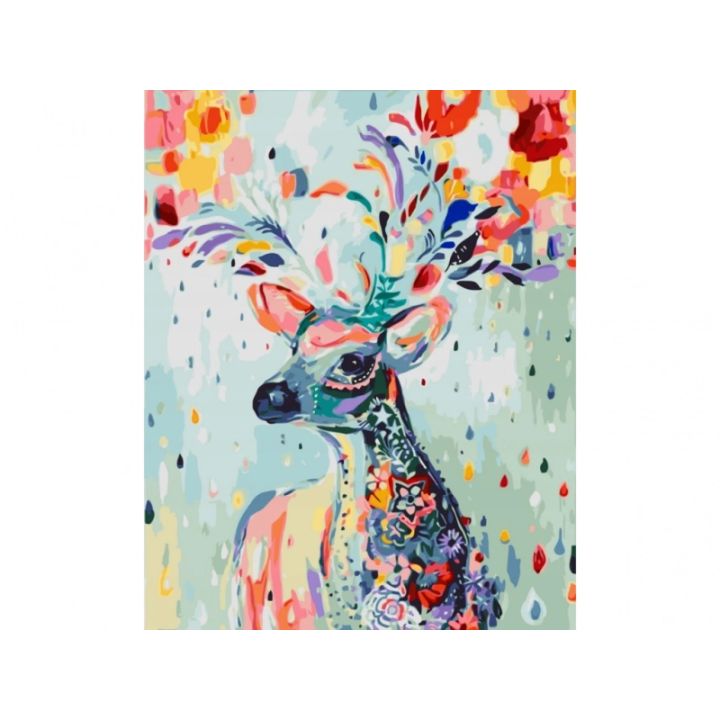 OBRAZ MALOWANIE PO NUMERACH RAMA 40x50cm KOLOROWY JELEŃ