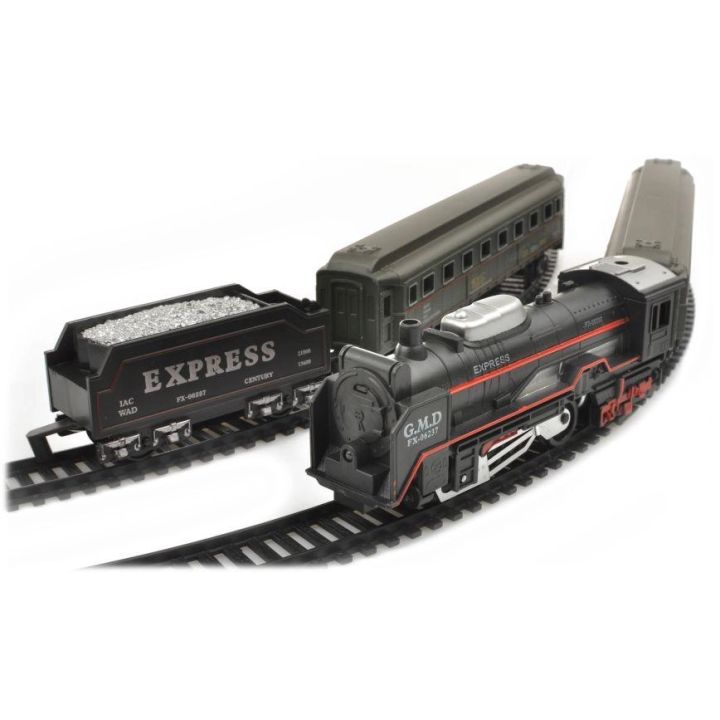 Elektryczna Kolejka Rail King – tory 286 cm, parowóz z węglarką i 2 wagonami pasażerskimi (skala 1:136)