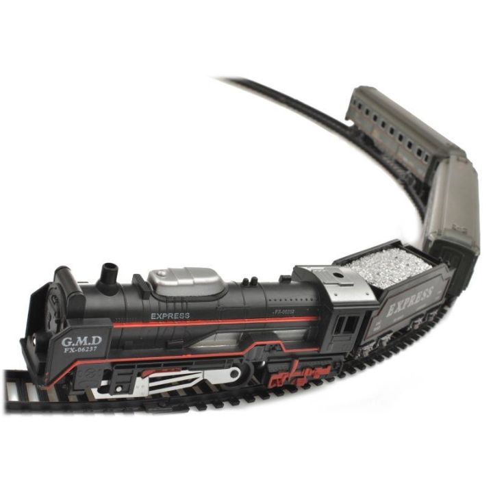 Elektryczna Kolejka Rail King – tory 286 cm, parowóz z węglarką i 2 wagonami pasażerskimi (skala 1:136)