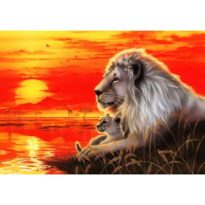 OBRAZ MALOWANIE PO NUMERACH RAMA 50x40cm DOSTOJNY LEW