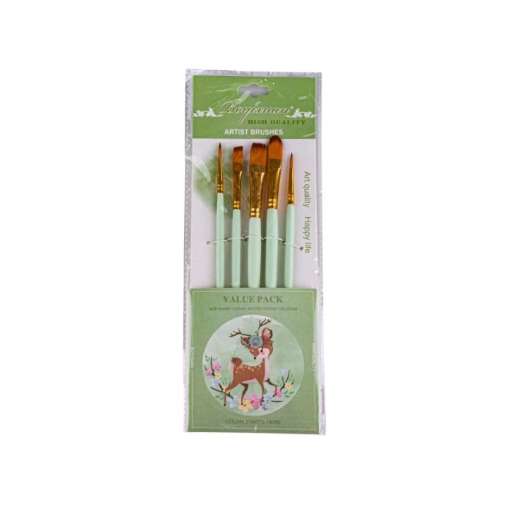 Zestaw Pędzelków, Pędzle, Pędzel, Akcesoria Do Malowania, 5 Sztuk - Zielone