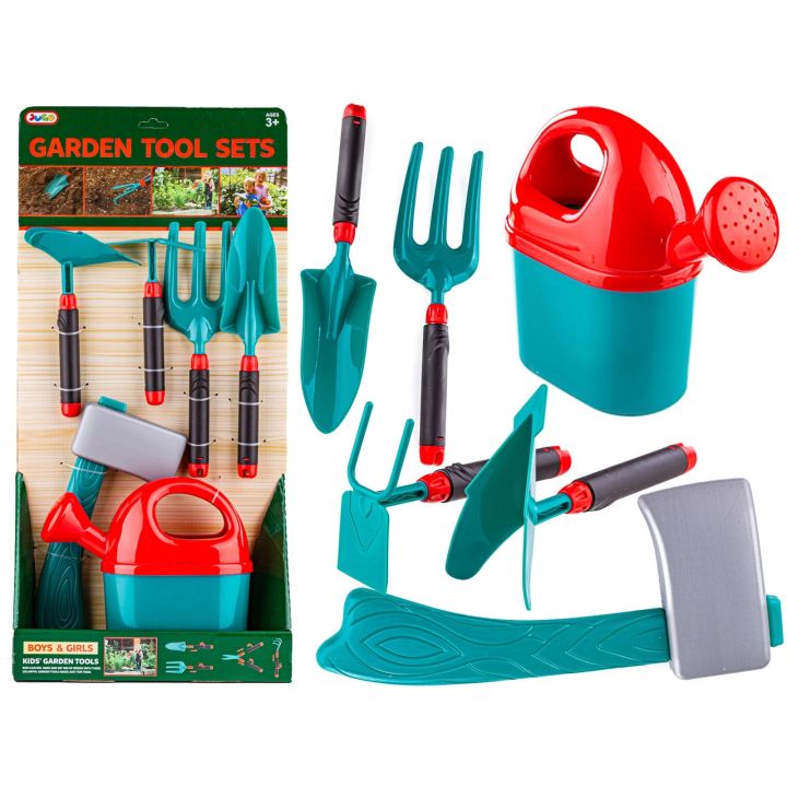 Zestaw Narzędzi Ogrodowych Dla Dzieci 6 Elementów Łopatka Konewka Motyka