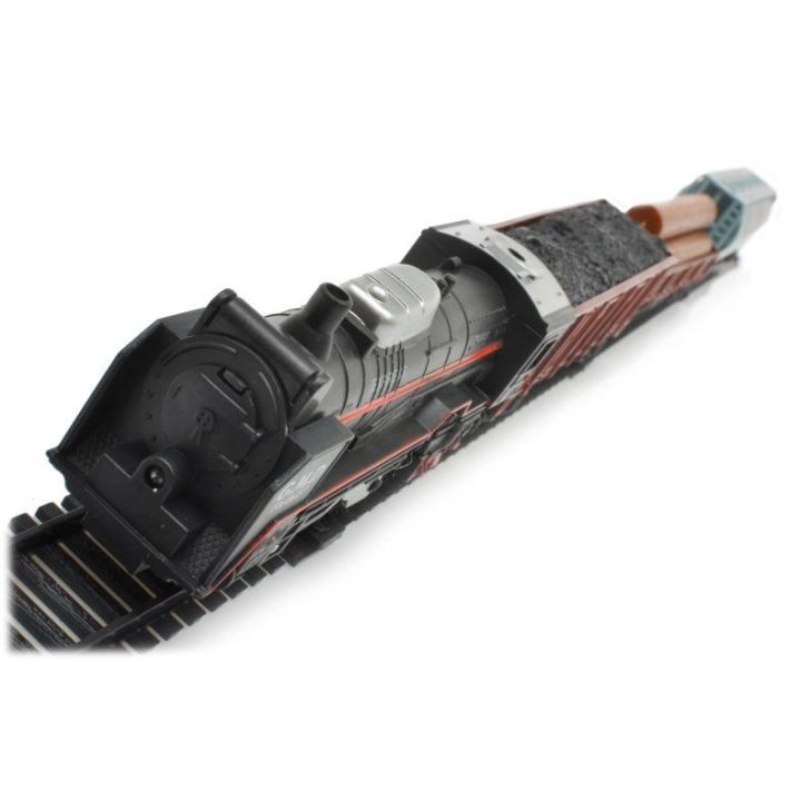 Elektryczna Kolejka Rail King – tory 286 cm, parowóz z wagonami z węglem, z pniami i cysterną (skala 1:136)