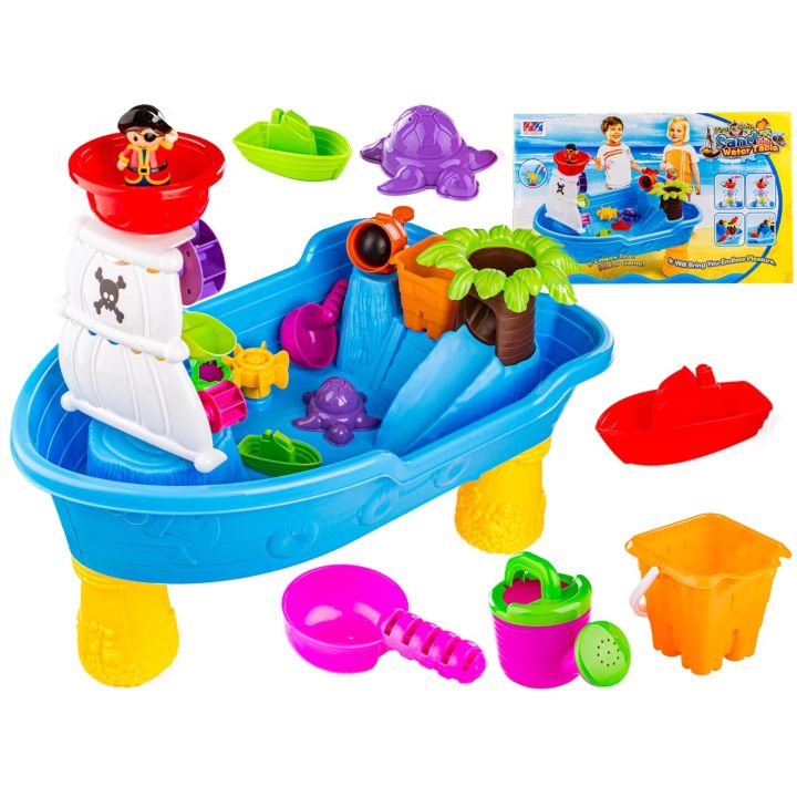 Piaskownica Wodna Basen Statek Piracki - Stolik + Akcesoria Foremki