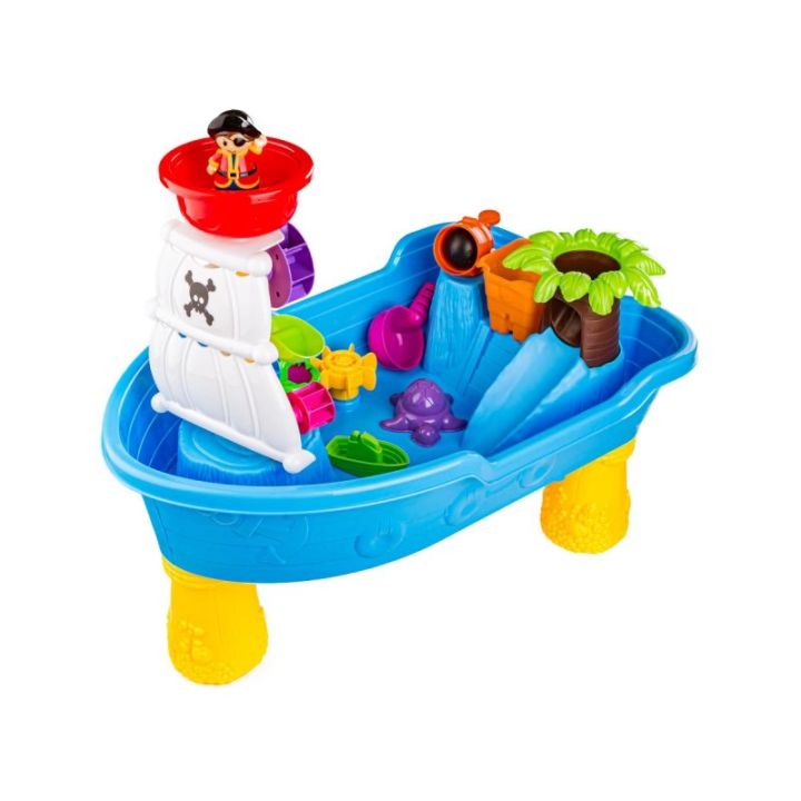 Piaskownica Wodna Basen Statek Piracki - Stolik + Akcesoria Foremki