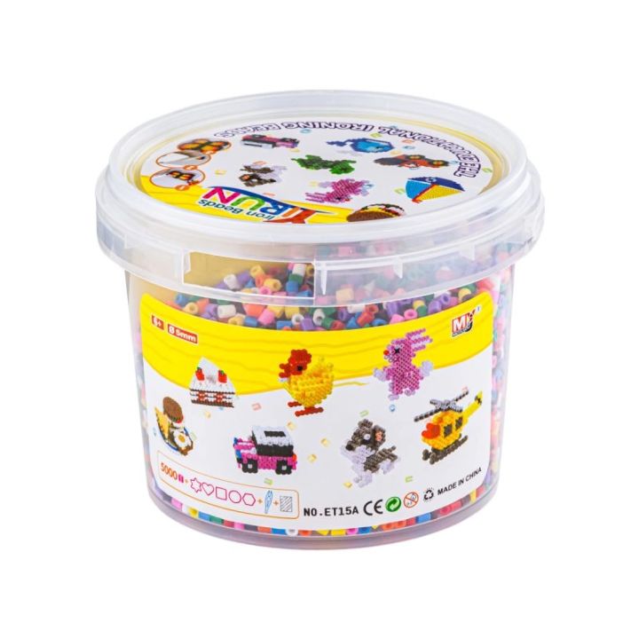 Prasowanka, Koraliki Do Prasowania, Zestaw 5000 Elementów Wiaderko + SZABLONY, 5 Podstawek