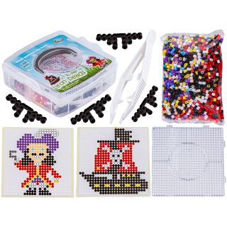 Koraliki Do Prasowania Szablony Pirat Statek Piracki, Zestaw 2000 Elementów, Prasowanka, Kuferek