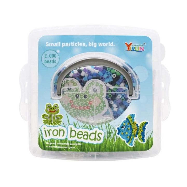 Koraliki Do Prasowania Szablony Rybka, Żabka, Zestaw 2000 Elementów, Prasowanka, Kuferek