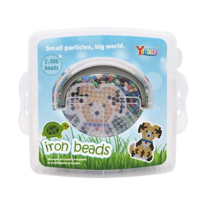 Koraliki Do Prasowania Szablony Piesek, Żółwik, Zestaw 2000 Elementów, Prasowanka, Kuferek