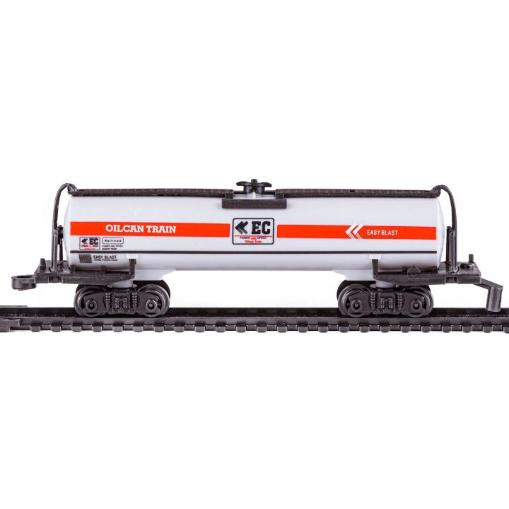 Elektryczna Kolejka Rail King – tory 286 cm, parowóz z wagonami z węglem, towarowym i cysterną (skala 1:136)