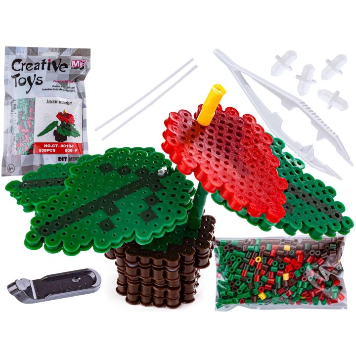 Koraliki do prasowania Wersja 3D, Szablon Kwiatek ANTURIUM, Saszetka, Prasowanka