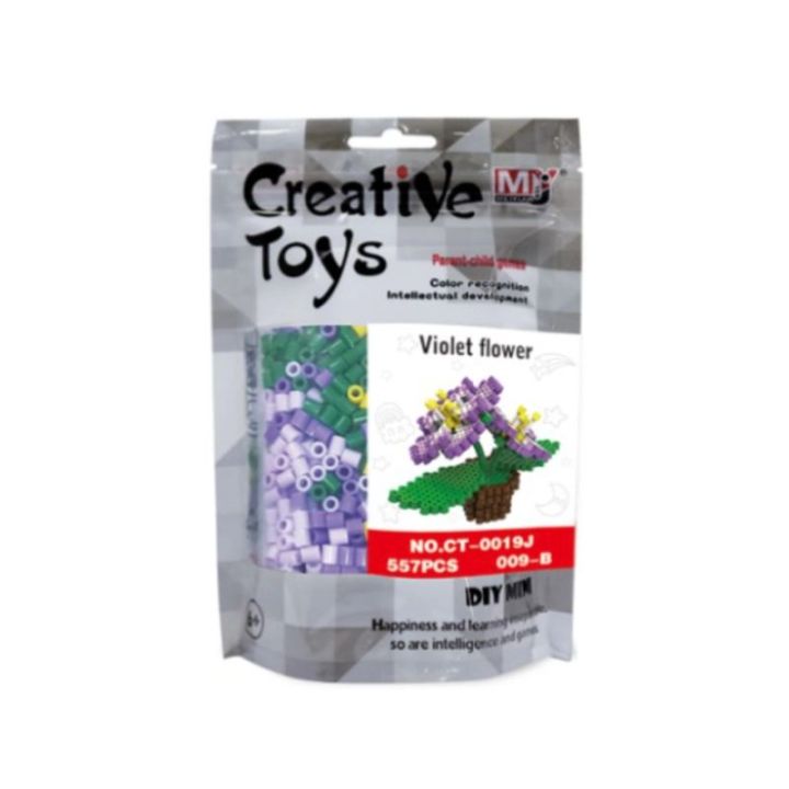 Koraliki do prasowania Wersja 3D, Szablon Kwiatek Bratki, Saszetka, Prasowanka