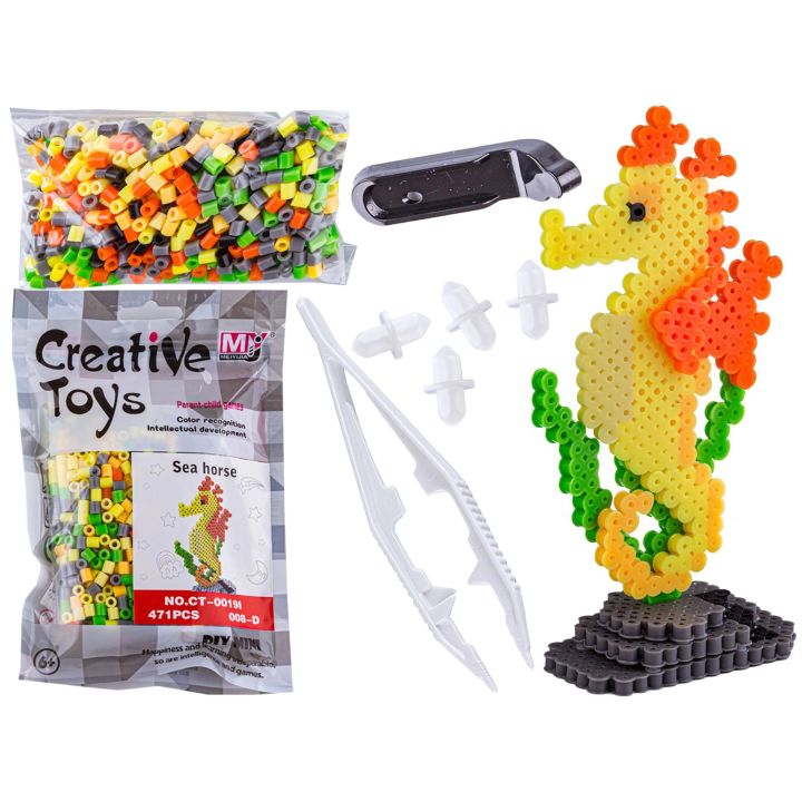 Koraliki do prasowania Wersja 3D, Szablon KONIK MORSKI, Saszetka, Prasowanka