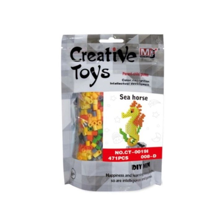 Koraliki do prasowania Wersja 3D, Szablon KONIK MORSKI, Saszetka, Prasowanka