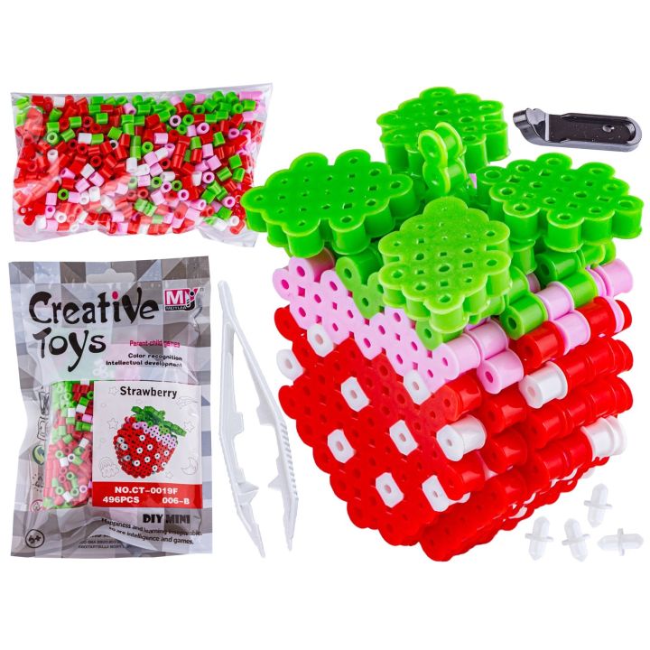 Koraliki do prasowania Wersja 3D, Szablon TRUSKAWKA Owoce, Saszetka, Prasowanka