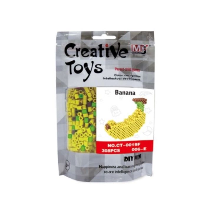 Koraliki do prasowania Wersja 3D, Szablon BANAN Owoce, Saszetka, Prasowanka