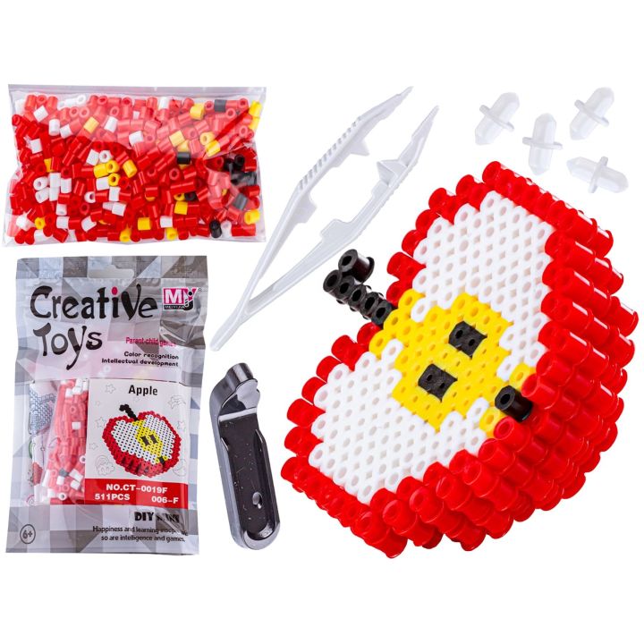 Koraliki do prasowania Wersja 3D, Szablon JABŁKO Owoce, Saszetka, Prasowanka