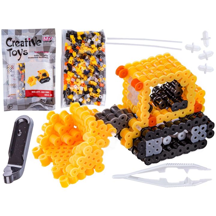 Koraliki do prasowania Wersja 3D, BULDOŻER, SPYCH, Saszetka, Prasowanka