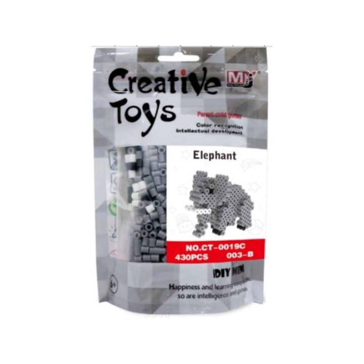 Koraliki do prasowania Wersja 3D, SŁONIK, SŁOŃ, Saszetka, Prasowanka