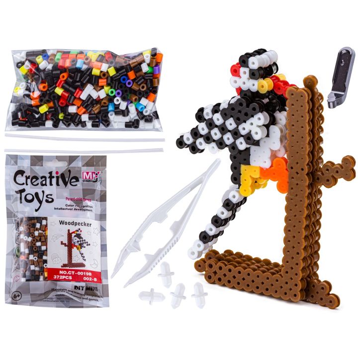 Koraliki do prasowania Wersja 3D, DZIĘCIOŁ Ptak, Saszetka, Prasowanka