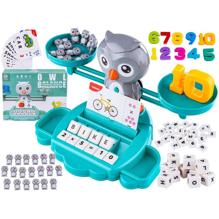 Gra Nauka Liczenia Oraz Angielskiego Fiszki - Równoważnia Waga Szalkowa Sówka Sowa - Owl Balance